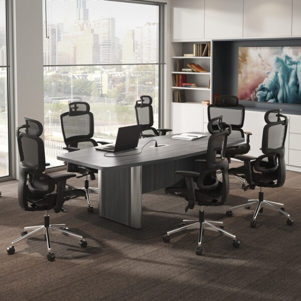 OfficeSource | OS Conference Tables | Boat Shaped Conference Table with Elliptical Base 2